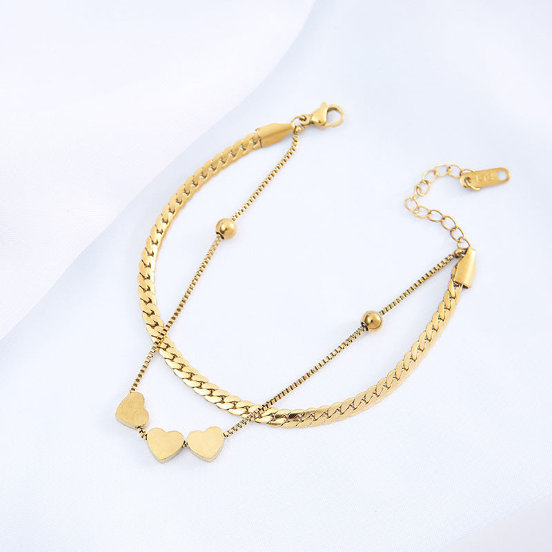 Wholesale Titanium Steel Love Double Layer Bracelet